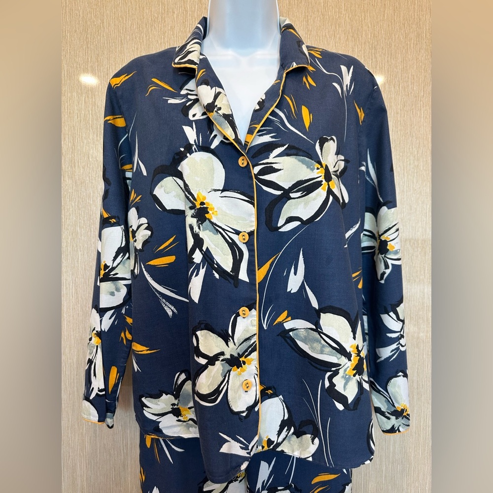 Cyberjammies Floral Pajama Set Navy Floral Size M - Picture 7 of 11